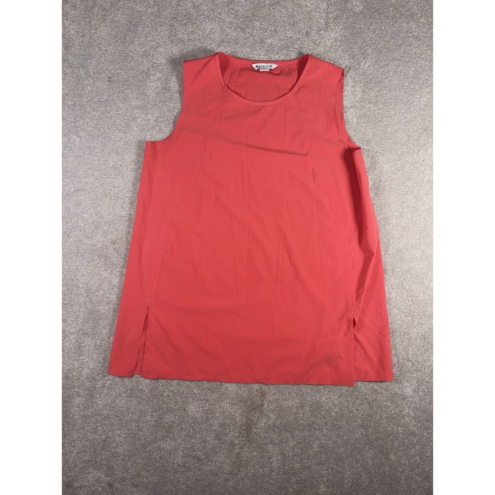Athleta Tank Top M Coral Boat Neck Refined Zephyr Stretch Sleeveless